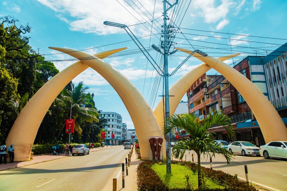 Mombasa,kenya,Africa.,19.10.2019,Symbolic,”tusks”,In,City,Center,Mombasa.the,Tusks